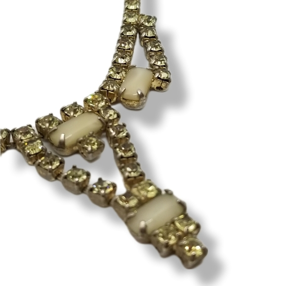 GORGEOUS 1940s ART DECO YELLOW AUSTRIAN CRYSTAL & MOONGLOW GLASS NECKLACE - Picture 5 of 9